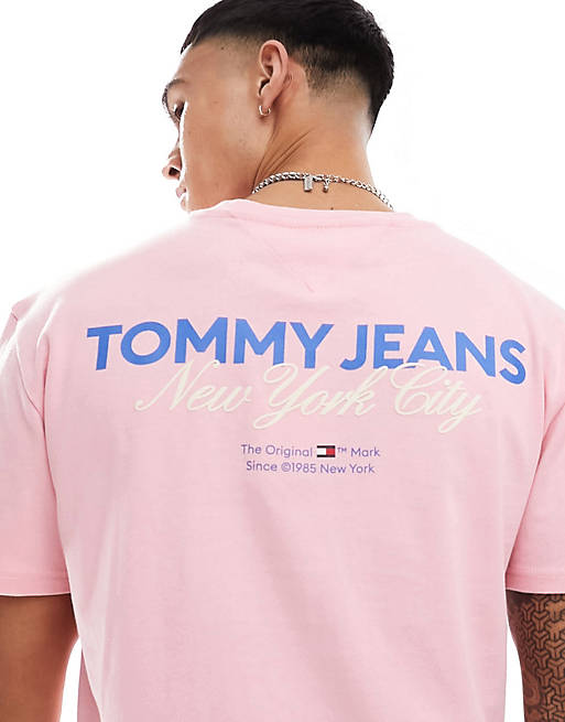 Tommy Jeans unisex regular colour pop NYC t-shirt in pink | ASOS