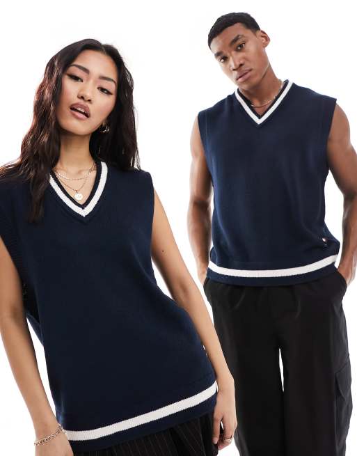 Tommy Jeans Unisex regular contrast tipping tank top in navy