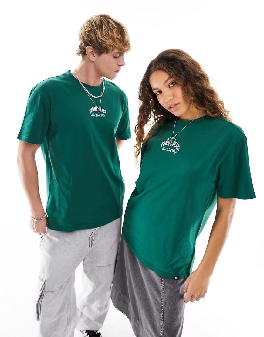 Tommy Jeans unisex regular tonal arch varsity t-shirt in green