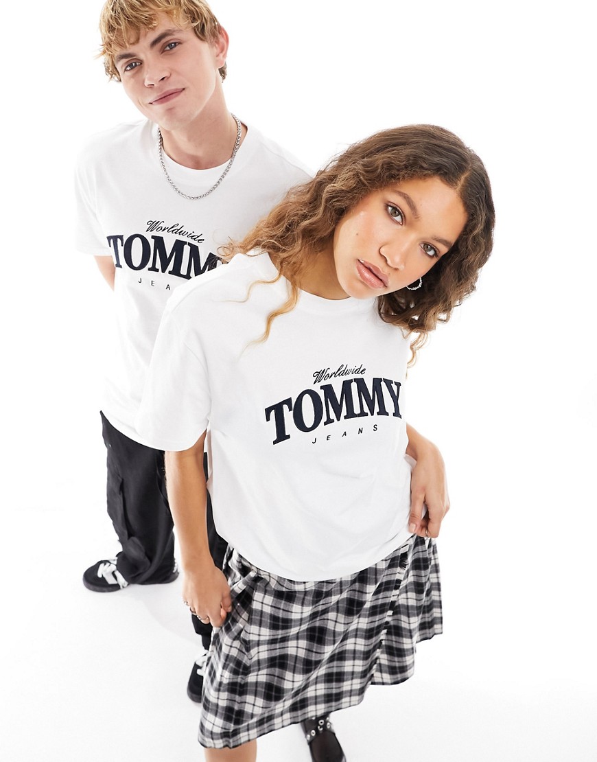 Tommy Jeans unisex regular varsity t-shirt in white