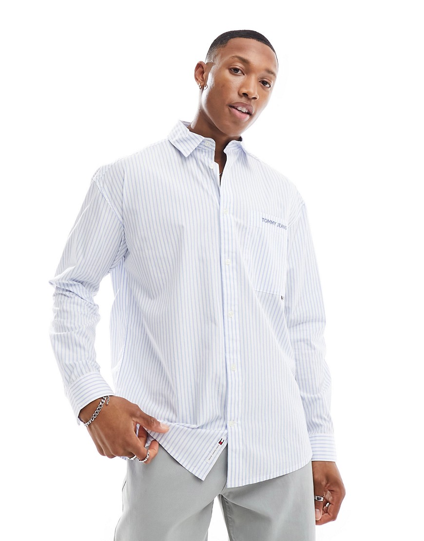Tommy Jeans Unisex relaxed classic shirt in blue stripe