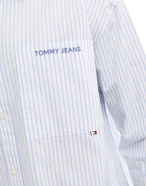 Tommy Jeans Unisex relaxed classic shirt in blue stripe