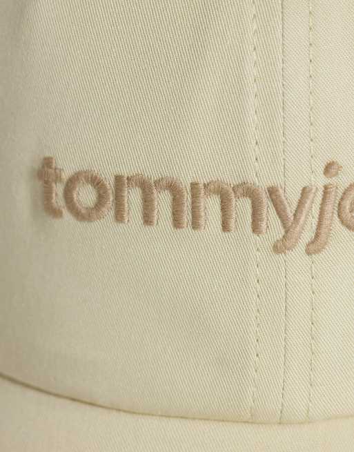 Tommy Jeans unisex script logo cap in cream, 3 of 3