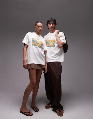 Tommy Jeans - Unisex - T-Shirt in Weiß mit Beach-Club-Grafik