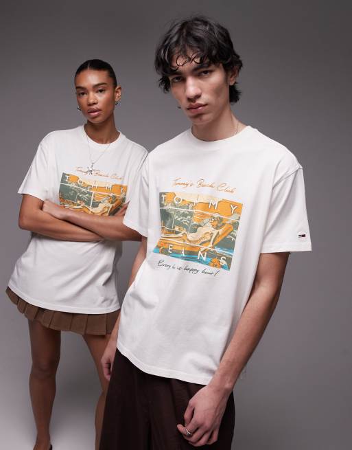 Tommy Jeans – Unisex – T-Shirt in Weiß mit Beach-Club-Grafik, 4 von 4