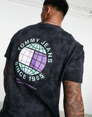 Tommy Jeans unitee globe tie dye back print t-shirt classic fit in black