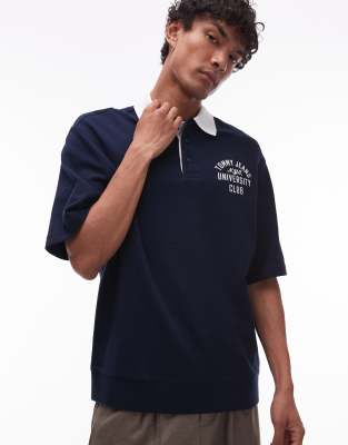 university club rugby polo in navy