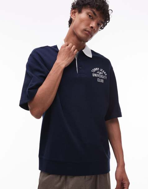 Tommy Jeans university club rugby polo in navy - view 1