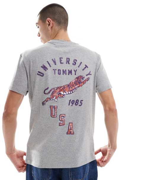 Tommy Jeans university logo t-shirt in gray - view 1