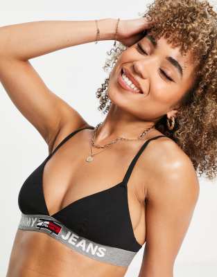 Tommy Jeans unlined triangle bralette in black - ASOS Price Checker
