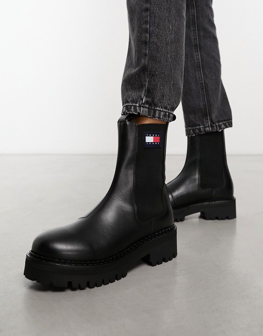 Tommy Jeans urban chelsea boots in black