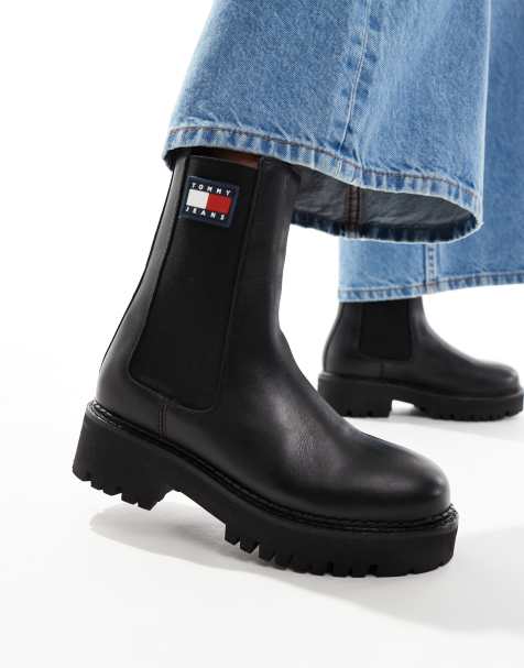 Tommy Jeans – Urban – Chelsea-Stiefel in Schwarz mit Flaggenlogo - view 1