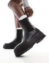 Tommy Jeans flatform chelsea sock boots in black | ASOS