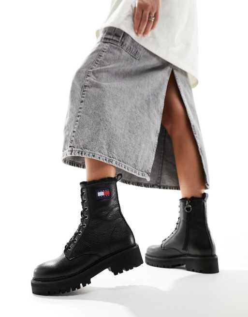 Tommy Jeans - Urban - Laarzen van leer in zwart