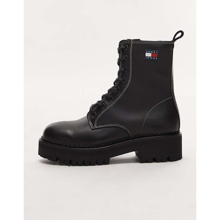 Tommy Jeans urban lace up hiker boots in black ASOS