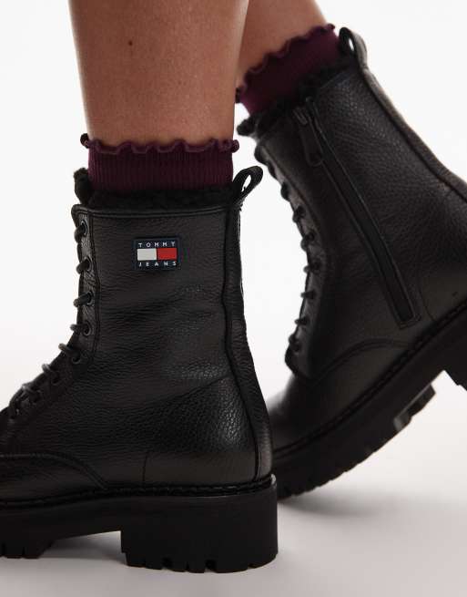 Tommy Jeans – Urban – Wanderstiefel zum Schnüren in Schwarz mit Kunstpelzfutter, 2 von 4