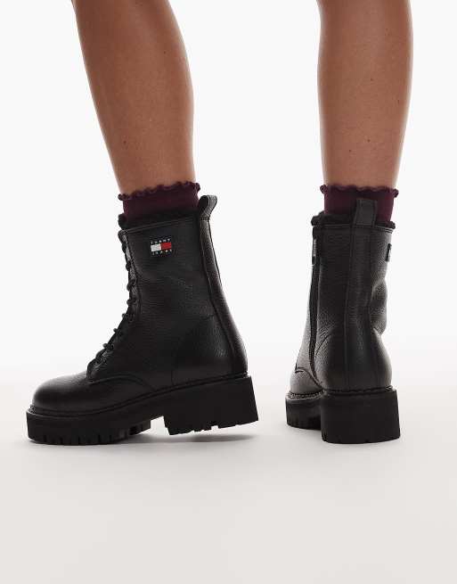 Tommy Jeans – Urban – Wanderstiefel zum Schnüren in Schwarz mit Kunstpelzfutter, 3 von 4