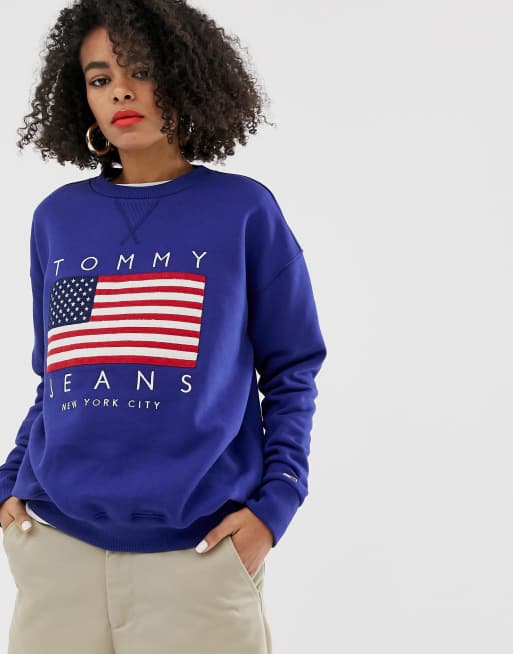 Tommy Jeans USA logo sweatshirt in blue