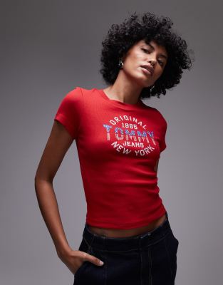usa central logo T-shirt in red