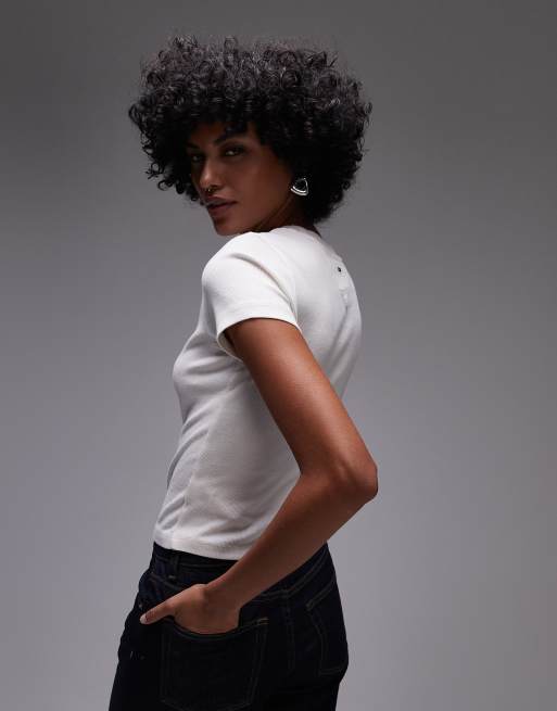 Tommy Jeans usa central logo t-shirt in white, 2 of 4