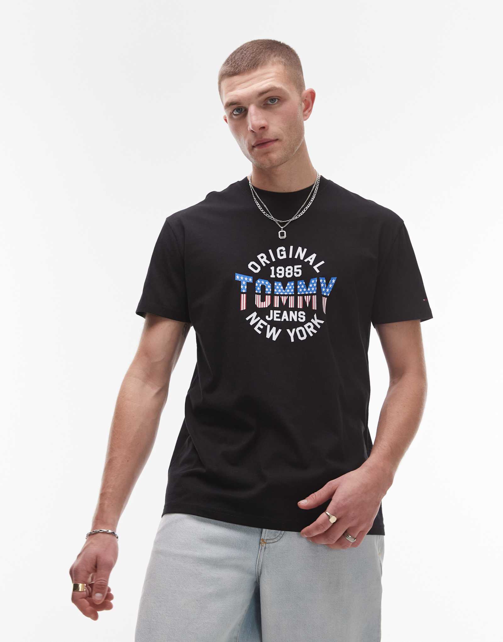 Футболка с рисунком Tommy Jeans usa circle черного цвета