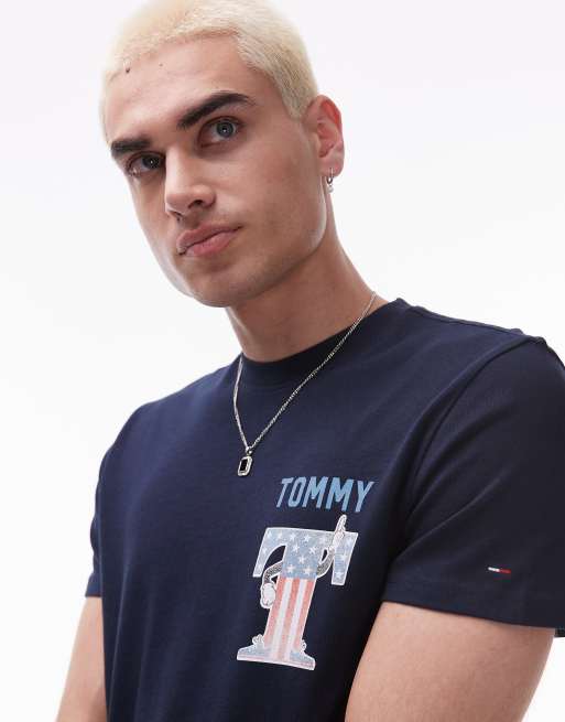 Tommy Jeans usa script back print t-shirt in navy, 4 of 5