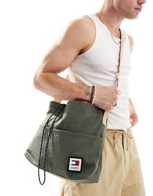 Tommy Jeans utility cross body bag in sage green