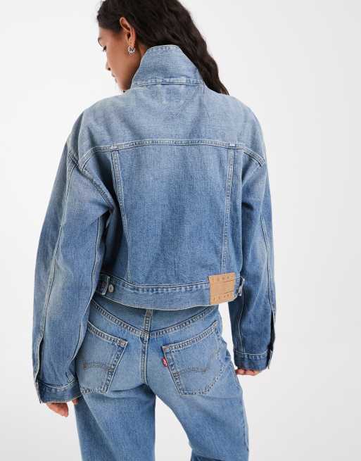 Tommy Jeans utility denim jacket in mid wash, 3 of 4