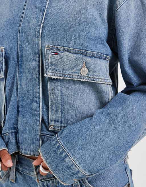 Tommy Jeans utility denim jacket in mid wash, 4 of 4