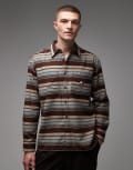 [Tommy Jeans] Tommy Jeans utility flannel overshirt in brown stripe Chest 46 BROWN