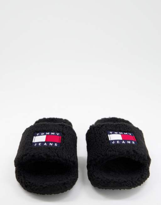 Tommy Jeans - Vamsede sliders med flaglogo i sort, 4 af 4