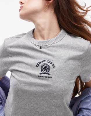 Tommy Jeans Varsity Crest Logo T-shirt In Gray