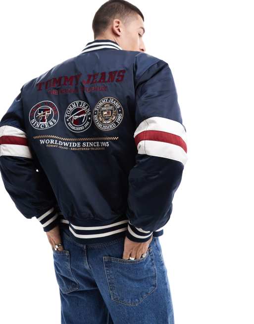 Tommy Jeans varsity explorer bomber jacket in navy