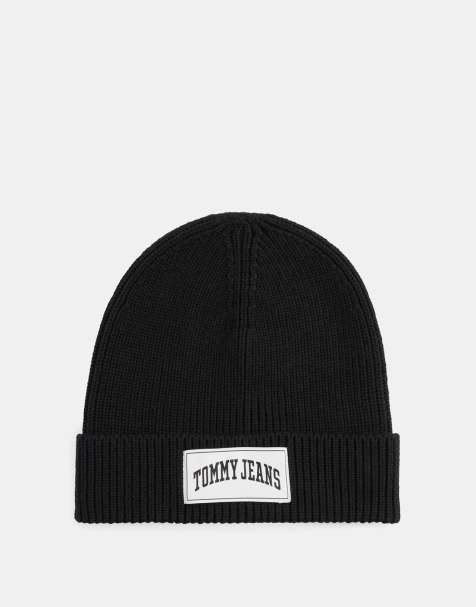 Tommy Jeans Varsity logo beanie in black - view 1