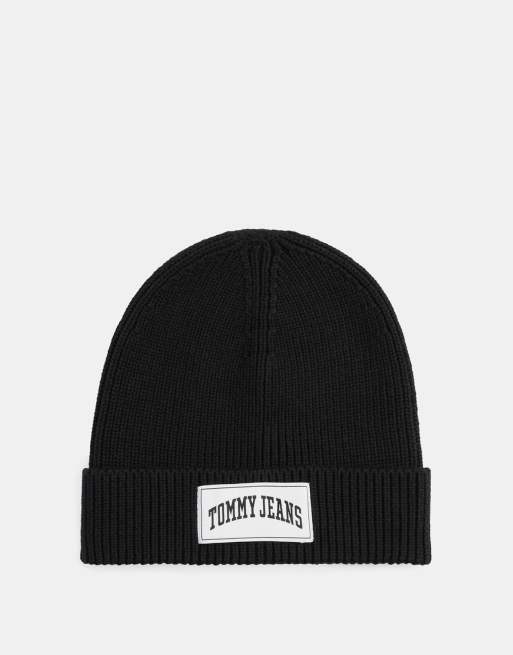 Tommy Jeans Varsity logo beanie in black