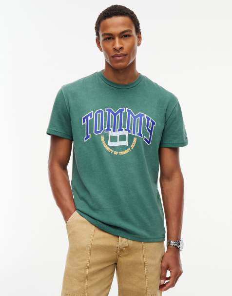 Tommy Jeans Varsity logo jersey t-shirt in velvet green - view 1