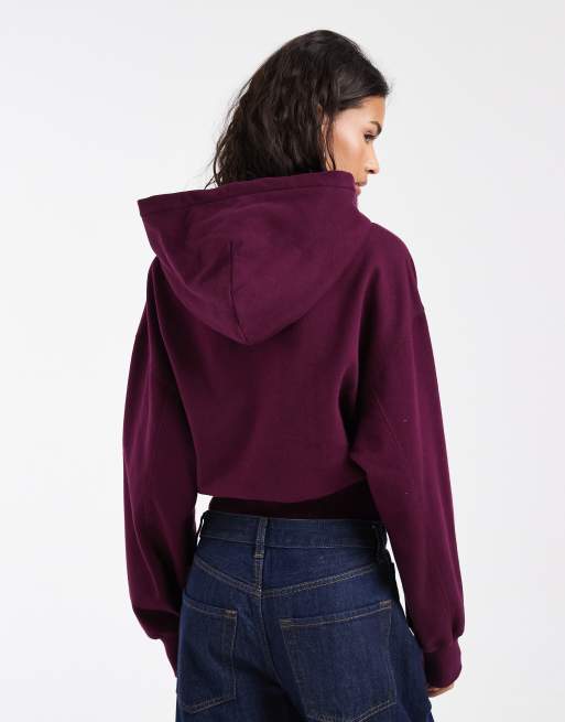 Tommy Jeans varsity logo oversized hoodie in burgundy, 4 of 4