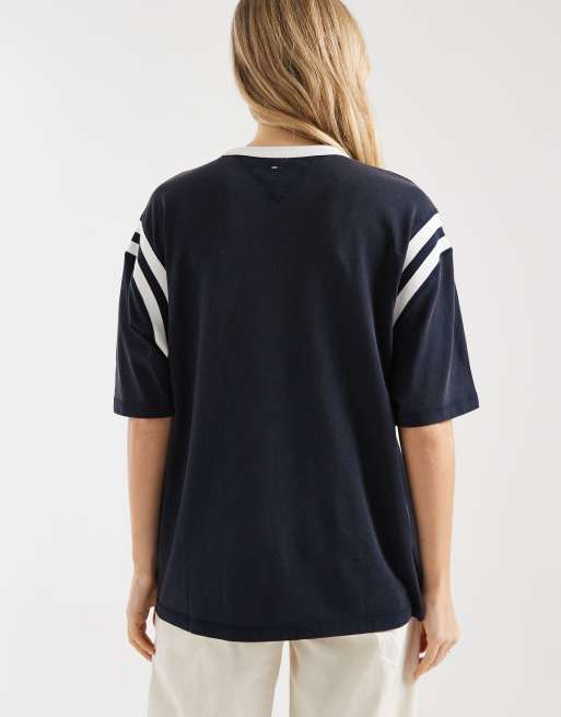 Tommy Jeans varsity logo oversized t-shirt in navy, 4 of 4