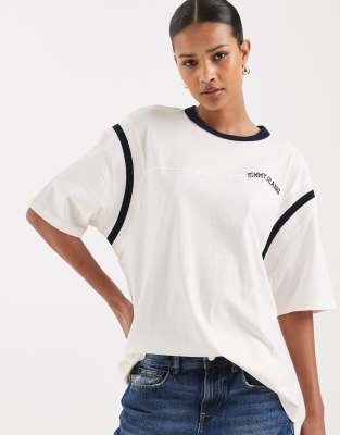 Tommy Jeans Varsity Logo Oversized T-shirt In White
