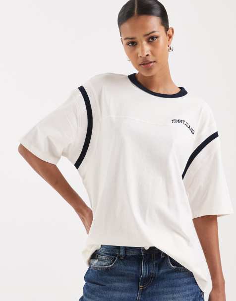Tommy Jeans varsity logo oversized t-shirt in white