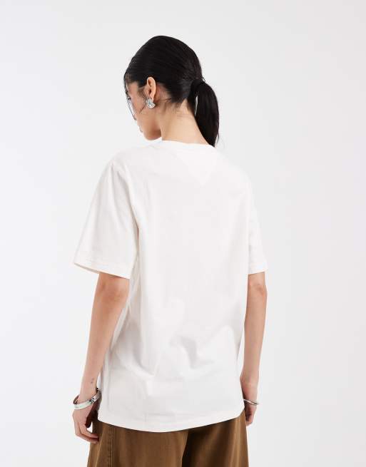 Tommy Jeans varsity logo relaxed fit t-shirt in white, 4 of 4
