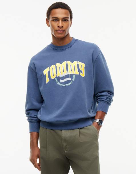 Tommy Jeans Varsity logo relaxed terry sweatshirt in dark blue - view 1