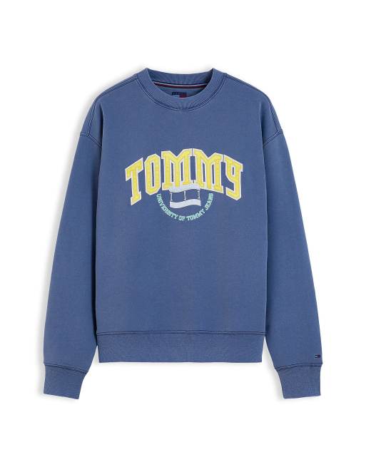 Tommy Jeans Varsity logo relaxed terry sweatshirt in dark blue, 5 of 6