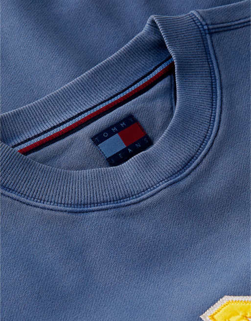 Tommy Jeans Varsity logo relaxed terry sweatshirt in dark blue, 6 of 6