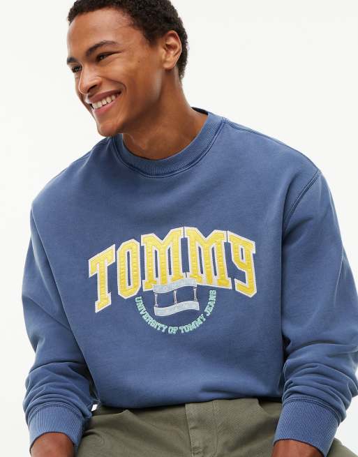 Tommy Jeans Varsity-Logo Relaxed Terry Sweatshirt in Dunkelblau, 3 von 6