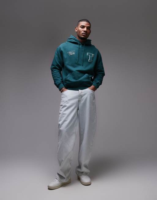 Tommy Jeans varsity patch hoodie in forest green