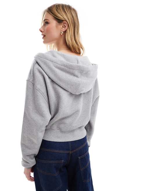 Tommy Jeans varsity patch logo zip through hoodie in grey ASOS