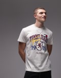 [Tommy Jeans] Tommy Jeans varsity university graphic t-shirt in oatmeal-Neutral XL Oat Marl Htr