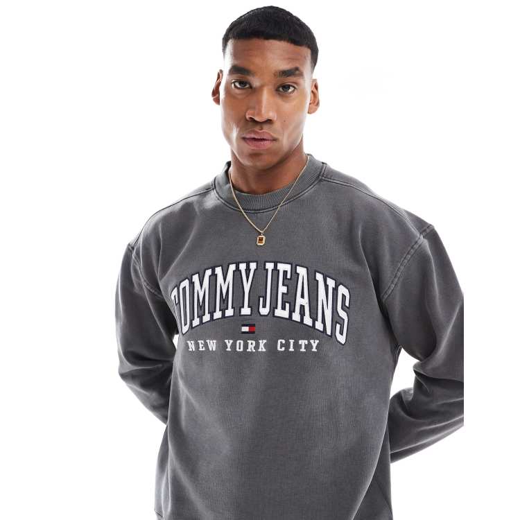 【 JEANS】 Garment-Dyed Varsity Sweatshirt ★ Relax Fit Varsity Washed Relaxed Sweatshirt | Sweatshirts & Hoodies