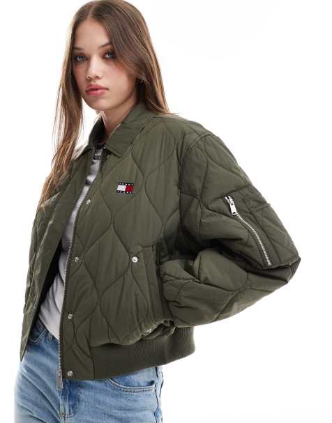 Tommy Jeans - Vatteret og kakigrøn bomber-jakke - view 1